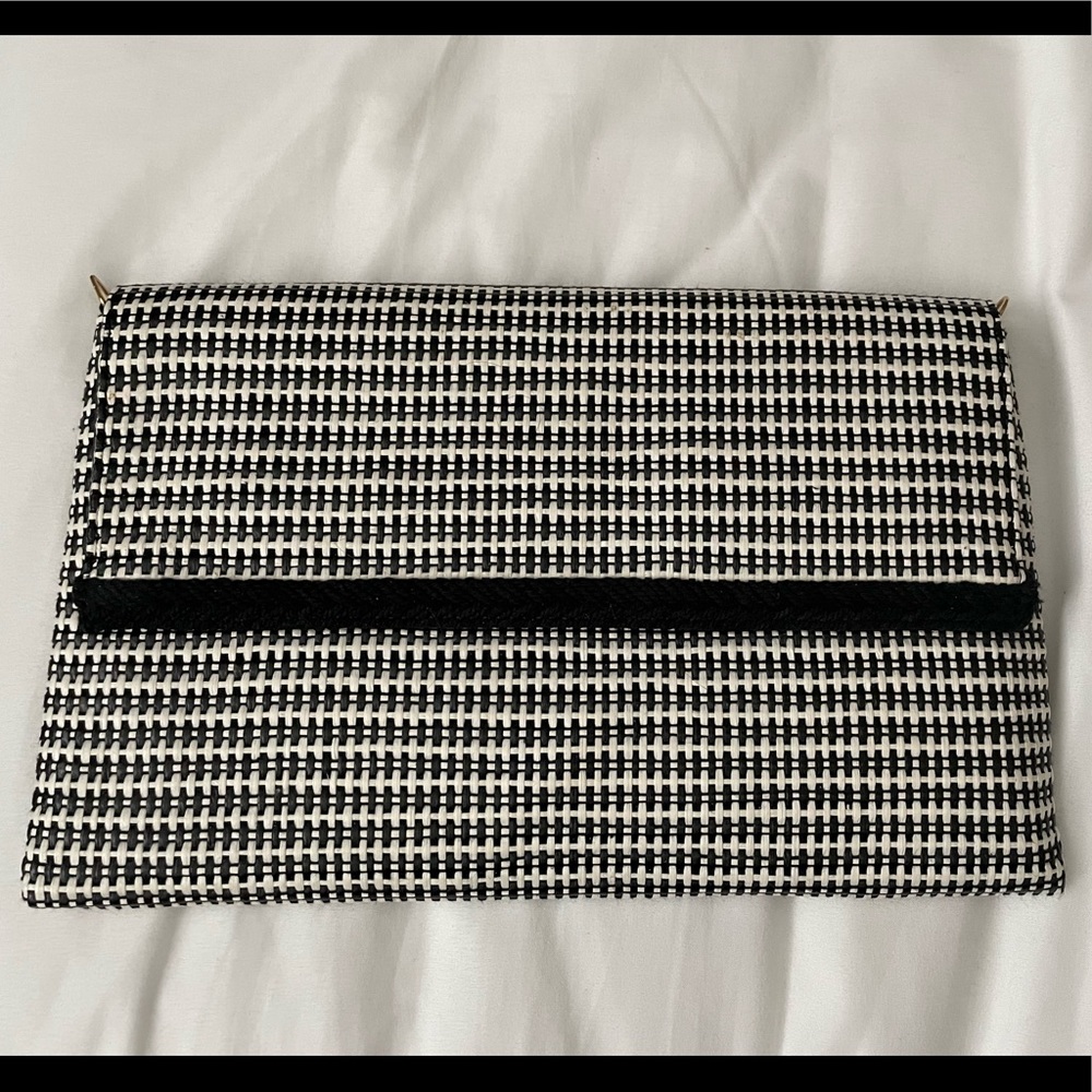 Stella & Dot black and white slim city clutch